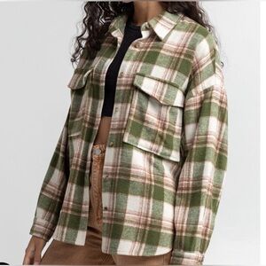 ACOA Beautiful Green Plaid Womens Shacket